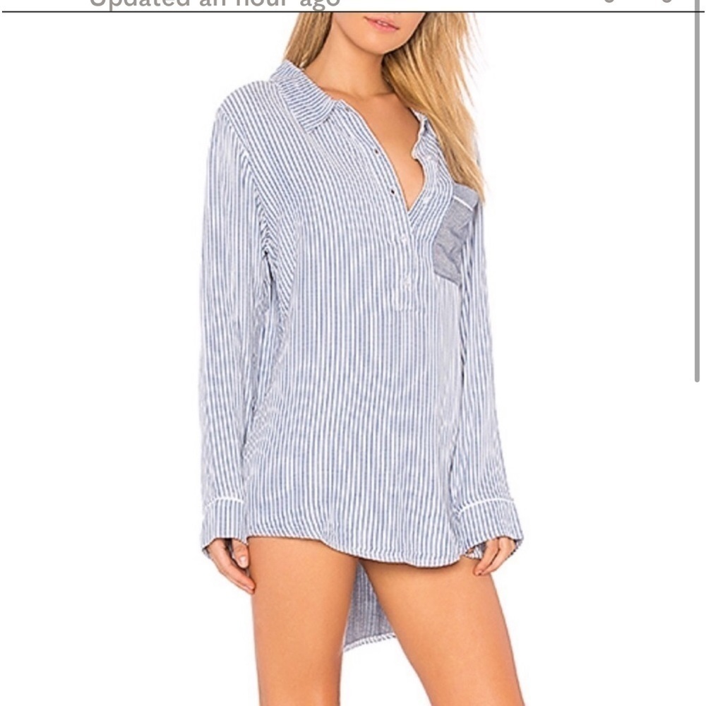 Plush Ultra Soft Boyfriend Striped Sleep shirt NWT